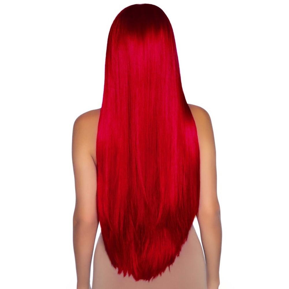 Leg Avenue - Long Straight Center Part Pruik - Rood